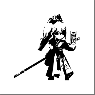 Taoist (master of harmony) minimal silhouette white Posters and Art